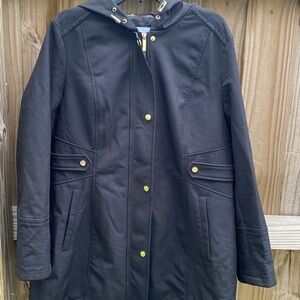 Liz Claiborne Black Hooded Trench Coat